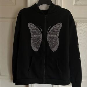 NWOT Butterfly zip front hoodie